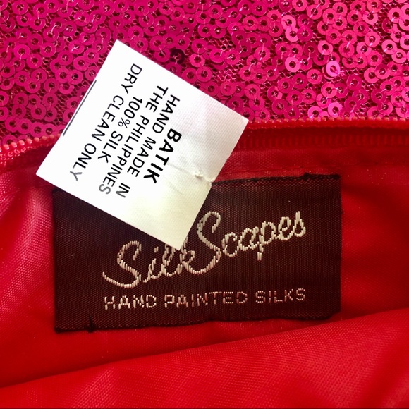 🥁VINTAGE Batik Hand Painted Silk Zipper Pouch - Picture 4 of 4